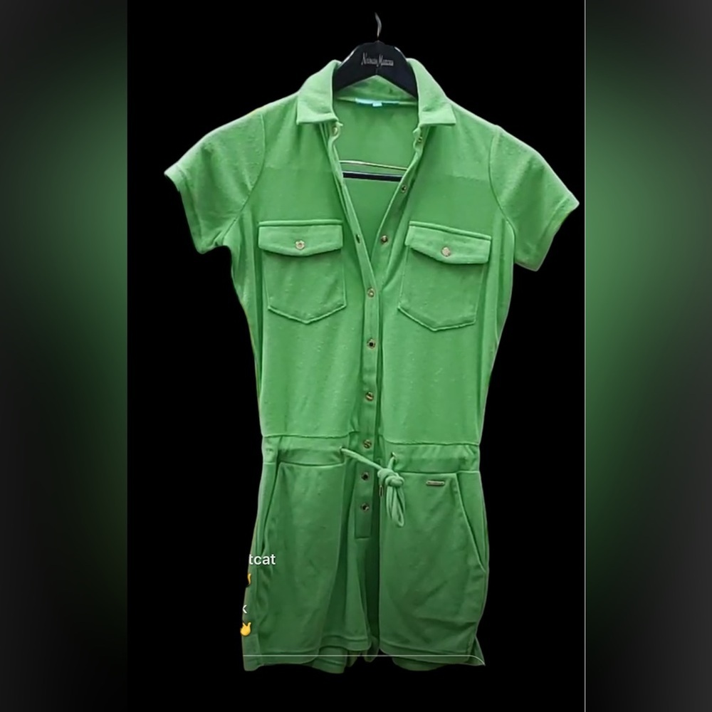 Melissa Odabash Cherry Line terry Romper Green Size XS luxury